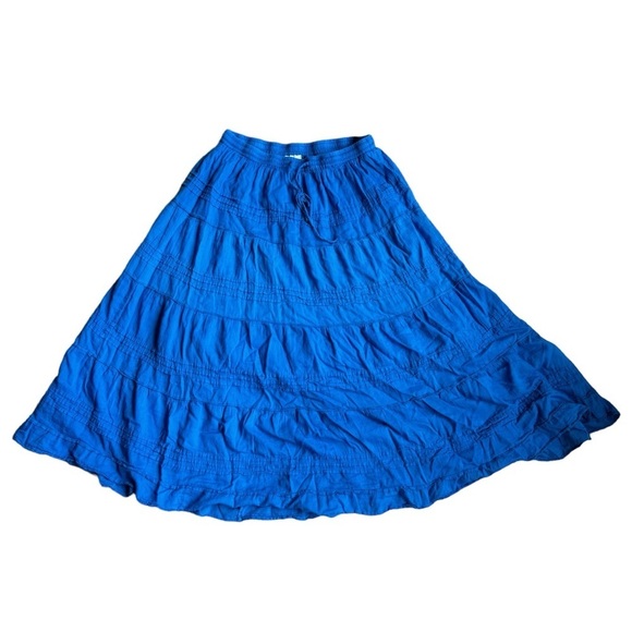 Kim Rogers Dresses & Skirts - Kim Rogers Boho Peasant Prairie Cottage Tiered Maxi Skirt Blue Cotton *Medium​​​